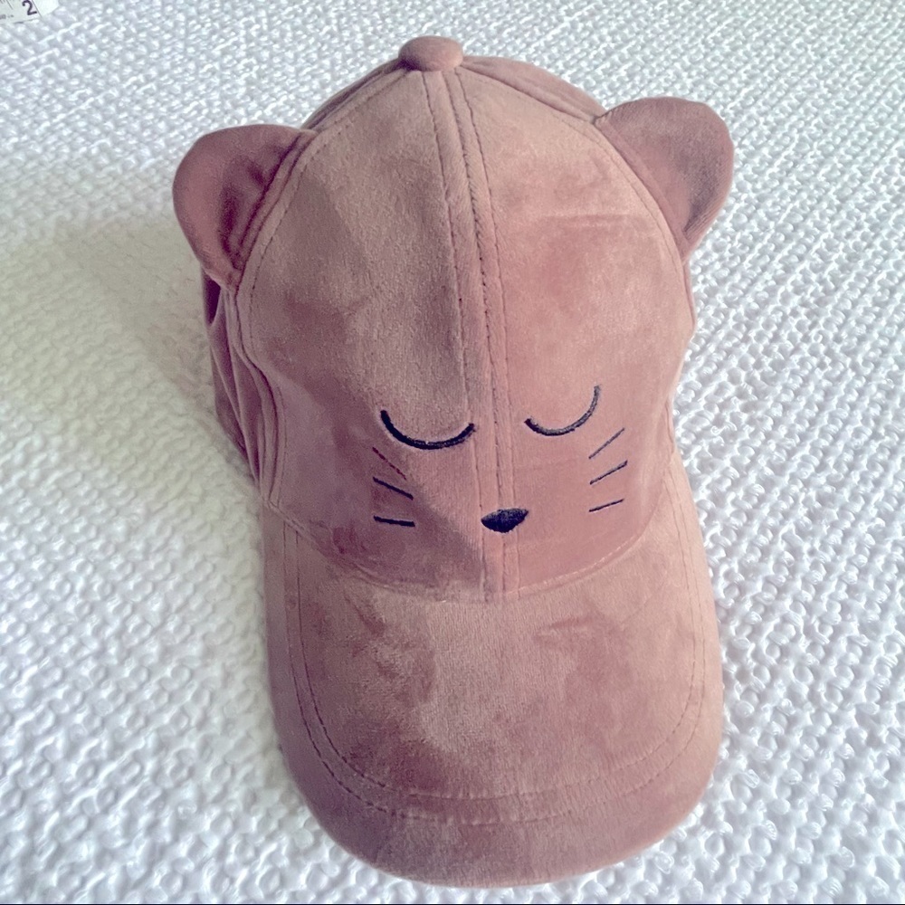 David And Young Luxe Velvet Cat Baseball Cap Dusty Pink One Size